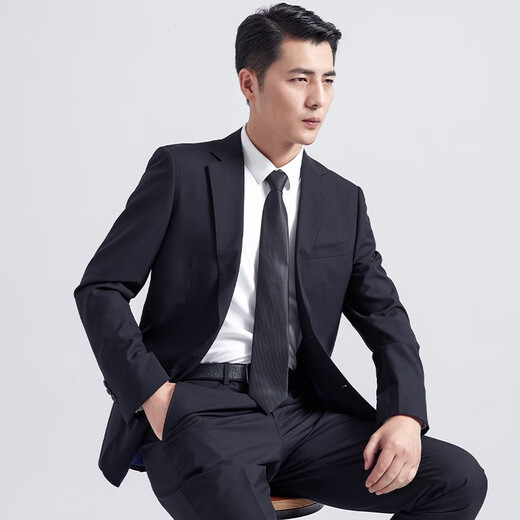 Shanghai Haoyu Wool Suit Suit Men's Slim Business Formal Wool Black Suit Groom Wedding Dress Groomsmen Suit 702 Black L (170)
