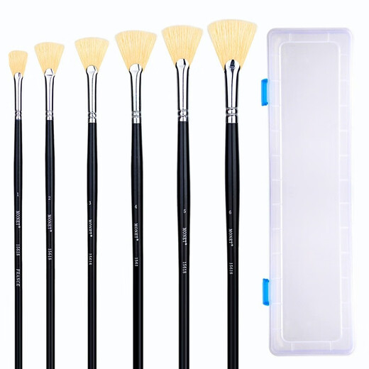 莫奈（Monet）莫奈15618猪鬃毛扇形笔水粉笔丙烯油画笔套装墙绘伞形画笔长木杆设计画笔 4#