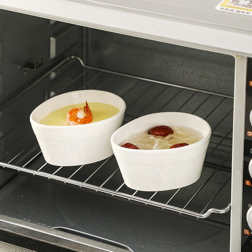 Muziqiu ceramic steaming bowl with lid, baby stew pot, small steaming cup, water-proof steamed egg, steamed rice, stewed egg, steamed egg custard special bowl, egg-shaped high-temperature ceramic bowl*3+porcelain lid*3