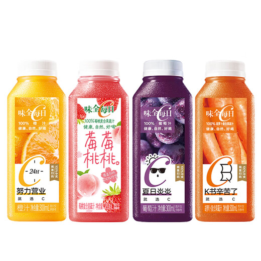 Weiquan Daily Daily C Juice Grape Orange Juice Carrot Fruit and Vegetable Juice Refrigerated Beverage Delicious Coconut Berry Berry Peach Yangmei New Product! Mulberry Peach*6 Bottles