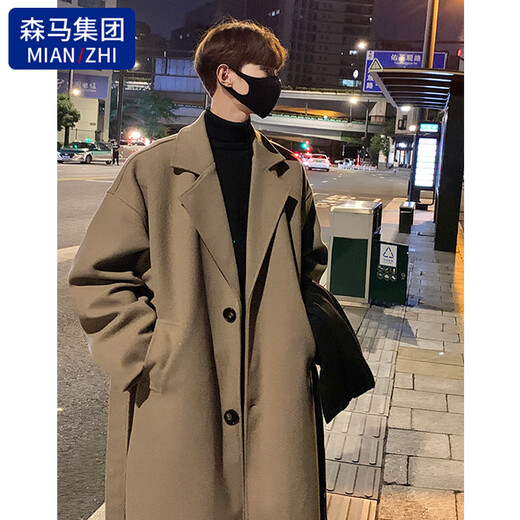 Cotton mid-length windbreaker jacket for boys in autumn and winter British style handsome woolen coat high-end cotton warm jacket black cotton style XL 120-140Jin Jin is equal to 0.5 kg