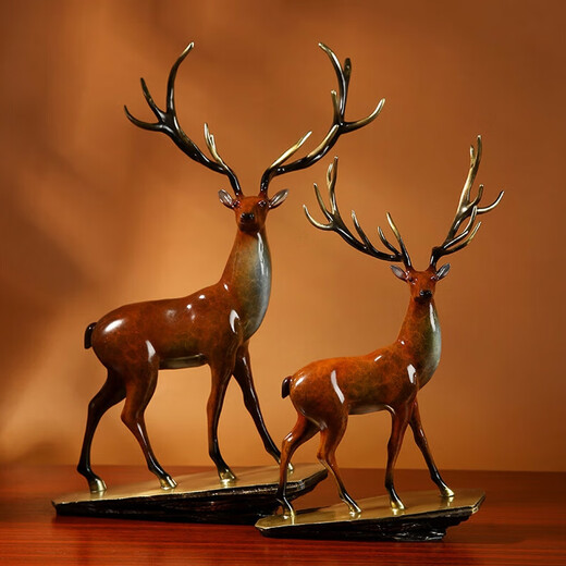 Copper Zhixiang Copper Ornaments <Yilu Gaosheng> Fushou Youlu Living Room Desk Chinese Art Creative Home Decoration Gift Brown Small Size 20cm Length 7cm Width 32cm Height