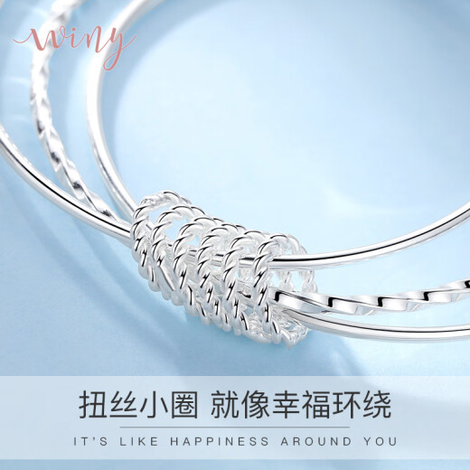 The only (Winy) Sansheng Sanshi silver bracelet for women, solid solid silver 999 silver bracelet jewelry for mother and girlfriend’s birthday, Mother’s Day 520 Valentine’s Day gift, high-end light luxury gift for mother and wife, silver bracelet, silver bracelet with certificate gift box 191g, smart love