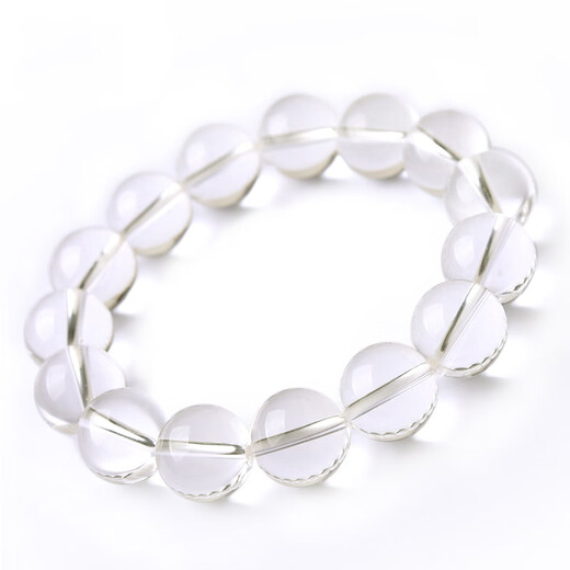 BOSFRU natural white crystal bracelet, ice seed raw stone, single circle transparent beads, loose bead bracelet, high-end gift for boyfriend and girlfriend, white crystal bracelet-10mm
