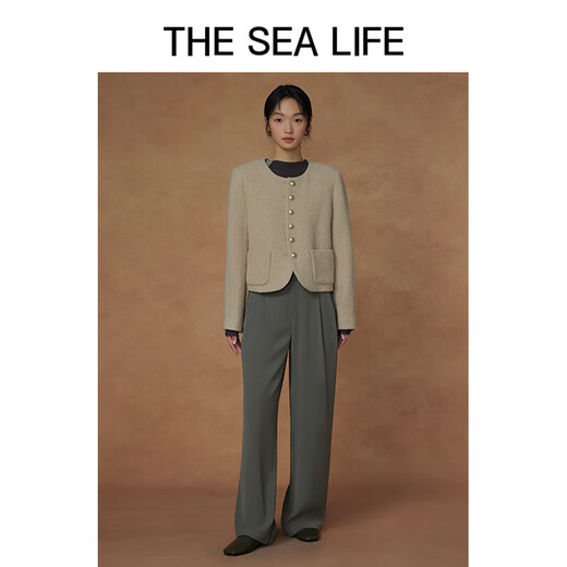 La vida marina ou hai yisheng pantalones casuales para mujeres 24 otoño e invierno simples discretos introvertidos de la cintura anchas anchas pantalones casuales 12178 shanlan l