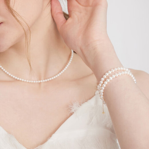 Ruan S (Ruan S) 18k gold freshwater small pearl bracelet, sweet honey pearl jewelry for women to give to their girlfriends as birthday gifts, simple style 18k gold-gold/approx. 5-6mm/approx. 17+2cm