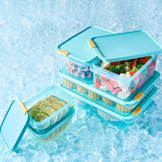 LOCK&LOCK refrigerator storage box plastic crisper portable fruit multi-size lunch box lunch box mint blue 750ml