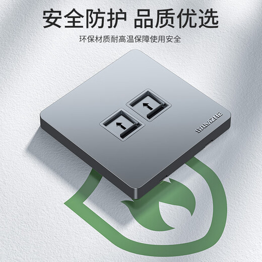 Shanze network cable network port network panel Universal Category 5/6/7 module thickened 86 type panel suitable for computer room network socket two-digit gray SZ-MB02H