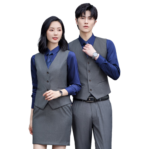Wuwo autumn and winter professional wear women's suit suit vest for men and women hotel front desk reception bank 4s teacher work uniform men's vest + trousers + shirt (remark color) 3XL