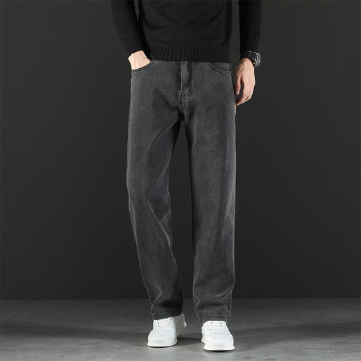 Romon 2025 Nuevo verano Jeans Grey Jeans Men's Spring and Summer suelto recto de pierna ancha