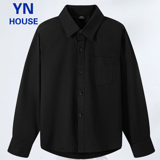 Innovo Children's Shirt Black Long Sleeve Pocket Boys Shirt Black Long Sleeve 150CM