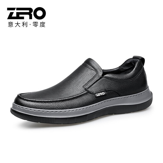 Zero Men's Shoes Casual Leather Shoes New Men's Genuine Leather Soft-soled Business Casual Shoes for Men Black 42