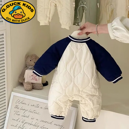 Disney (Disney) baby winter thin cotton jumpsuit for boys, stylish quilted autumn and winter rompers to keep warm when going out, plus cotton hugging clothes, royal blue 80