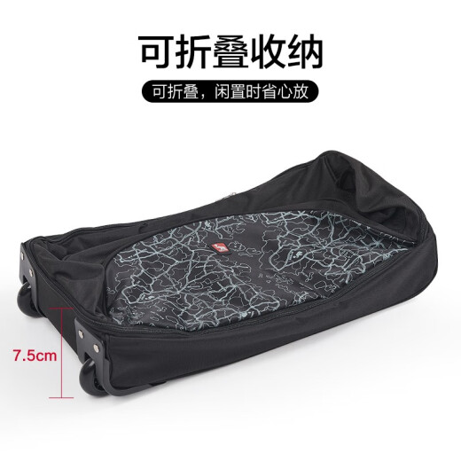 Hervas large-capacity trolley bag multi-functional lightweight luggage bag expandable folding water-repellent college student long-distance travel bag 8019 black