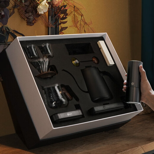 Hero Premium Edition Hand-brewed Coffee Pot Gift Box Set Bean Grinder Electric Hand-brewed Pot Coffee Cup Filter Combination Souvenir SF Express Advanced Edition Mini Gift Box-White