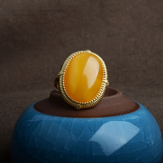 Her generation-old beeswax open ring S925 silver national fashion jewelry birthday gift for mother and mother-in-law 14*19MM (869178) One thing, one certificate