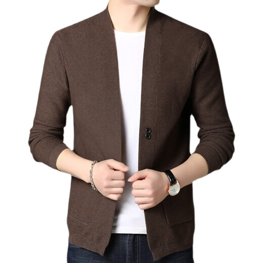 Lilang men's coat cardigan sweater outer loose wool men's sweater spring and autumn wool outer shawl black 170/L