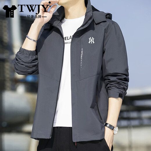 TWJY light luxury brand jacket for men in spring and autumn new style loose plus fat plus size winter velvet thickened trendy jacket for men T2328 black (regular style) regular XL (recommended 130-150Jin Jin equals 0.5kg)