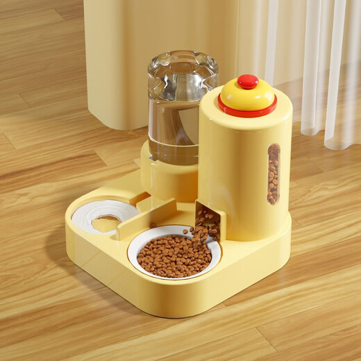 New automatic cat feeding water feeder dog bowl cat basin three-in-one water dispenser cat bowl can be ordered meal pet supplies all yellow without bell vertical kettle 1.2L opp bag