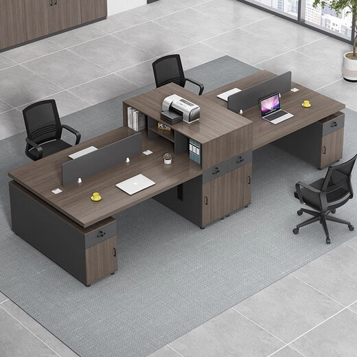 Boxen financial desk double-seat staff desk and chair combination two-person face-to-face employee computer desk now office desk technology wooden double table 1.95 meters + chair