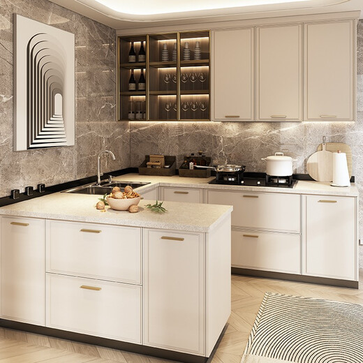 PIANO cabinets, whole house customization, integrated kitchen cabinet decoration, modern quartz stone countertops, cabinets, stove and cupboards