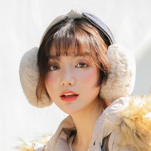 Ailike earmuffs for female students in winter, cute earmuffs, winter ear warmers, ear protectors, Korean style trendy ear bags, two-color bows - Khaki