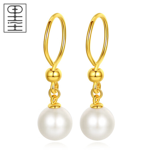 Mozhe Shanshi Gold Earrings Natural Freshwater Pearl Earrings Women's Foot Gold Earrings Curved Gold Earrings Earrings Earrings Jewelry Gifts Large Pearl Approximately (11mm) Gold 1.38-1.4g