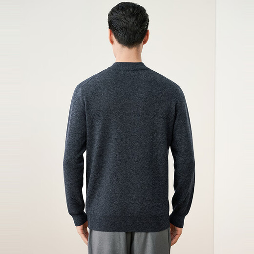 Hengyuanxiang thickened pure wool men's wool sweater autumn and winter sweater base daddy solid color inner sweater for men black gray L /175/92A