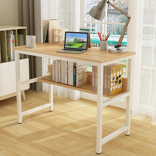 Shuaili computer desk study board type simple home notebook desk with bookshelf 100*50 primary color SL17041D