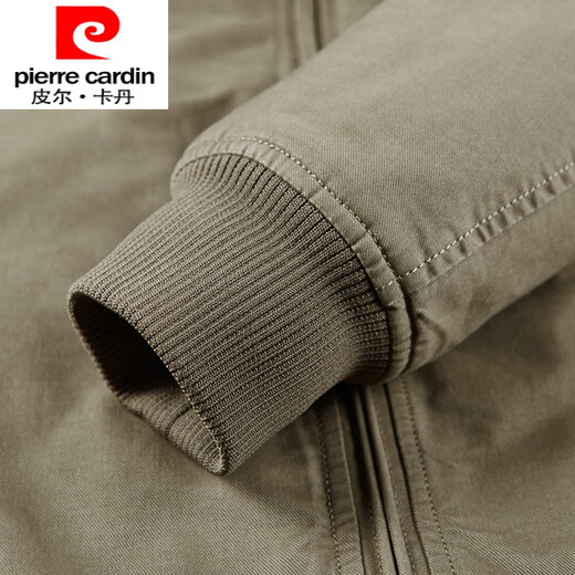 Pierre Cardin fur collar cotton jacket men's autumn and winter velvet thickened cotton. Clothes American high-end workwear flight jacket cotton. Clothes 1811-Black Blue XL Recommended 136-150Jin Jin equals 0.5 kg