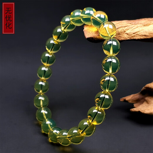 Amber style, one thing, one picture, one certificate, blue amber bracelet for men and women, Mexican natural water purified high blue amber gold bracelet, 6.53g, 8.5mm