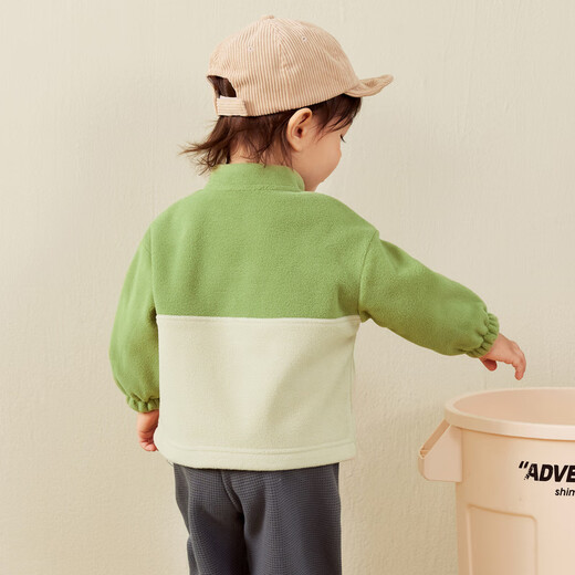 
Mini Bala [antistatic sweatshirt] new autumn products for boys and girls splicing contrasting color long-sleeved tops Olive green 40894 100
