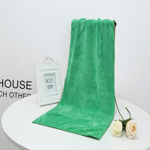 Dijialu Hotel Foot Massage Beauty Salon Thickened Absorbent Dry Hair Towel Hairdressing and Barber Shop Special Towel Non-Cotton 35*75 Green Extra Thick 105g 0x0cm