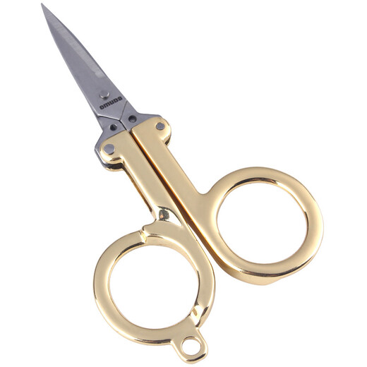 爱舒贝 应急装备多功能剪刀户外不锈钢折叠旅行小剪刀随身便携锋利小轻巧钓鱼剪小号小剪刀剪线头用 3515-1 金色