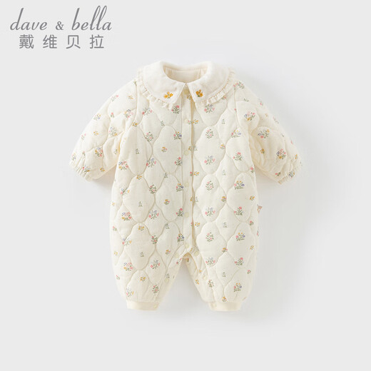 戴维贝拉秋冬装新生儿连体衣女宝宝婴幼儿小月龄外出衣服
