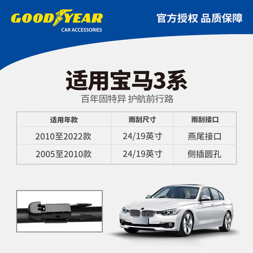 Goodyear BMW 3 Series Wiper Blades 05 to 25 330/320li/325i 3 Series GT Original Silent Wiper Blades 1 pair