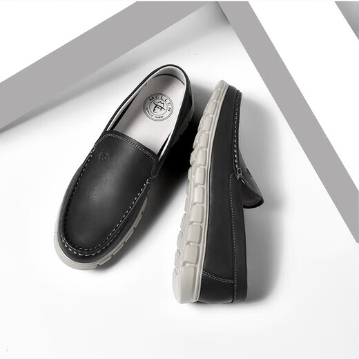 MELLEN high-end brand Doudou shoes men's new first-layer cowhide business casual leather shoes one-leg professional suit men's shoes black 41