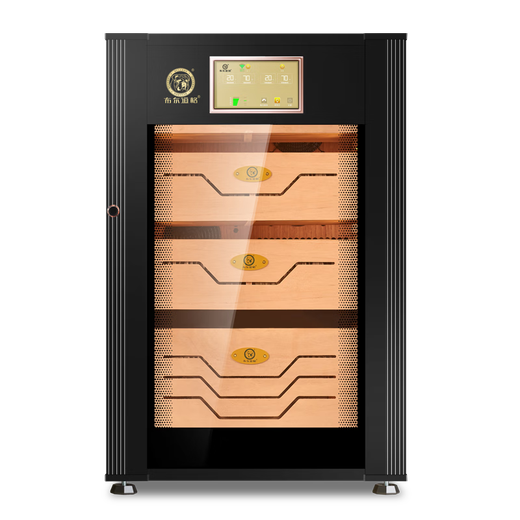 Bulldog cigar cabinet, constant temperature and humidity, ammonia removal, red wine cabinet, humidity control, tomato cultivation, imported compressor moisturizing cabinet, household energy-saving WiFi small fingerprint lock password high-end embedded VC118 fourth generation PLUS fingerprint password lock WiFi+VC118 black