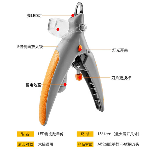 Miaohuwangye Dog Nail Clippers Pet Nail Clippers Cat Nail Clippers Small, Medium and Large Dog Teddy Grooming Tools LED Nail Clipper