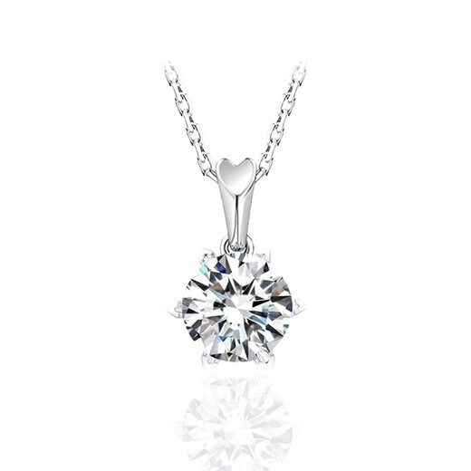 AVHE platinum PT950 gold necklace, genuine cultivated diamond pendant, Lily Snowflake Diamond Necklace, Chinese Valentine's Day gift for women, 2 carat D color diamond-Lily heart-shaped platinum pendant + free silver chain + gift box