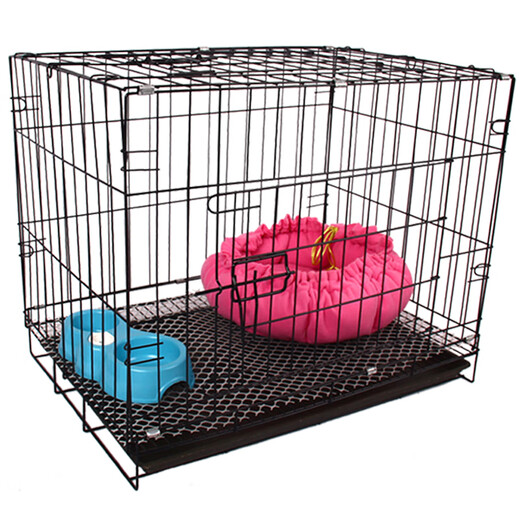 Dog cage small dog puppy cage Teddy dog cage with toilet indoor and outdoor large cat cage rabbit cage dog fence cage 70*50*60 (black) cage + tray