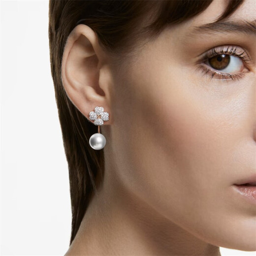Swarovski (SWAROVSKI) LATISHA earrings four-leaf clover for women, platinum-plated 5636487