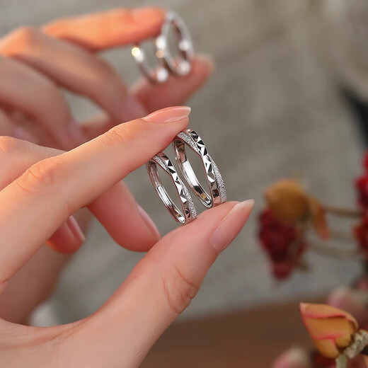 MZMZ Stars and Sea Couple Platinum Ring PT950 Platinum Light Luxury Pair of Rings Valentine's Day Birthday Gift for Girlfriend Light Luxury Style - Single Ring (Remarks Male/Female)