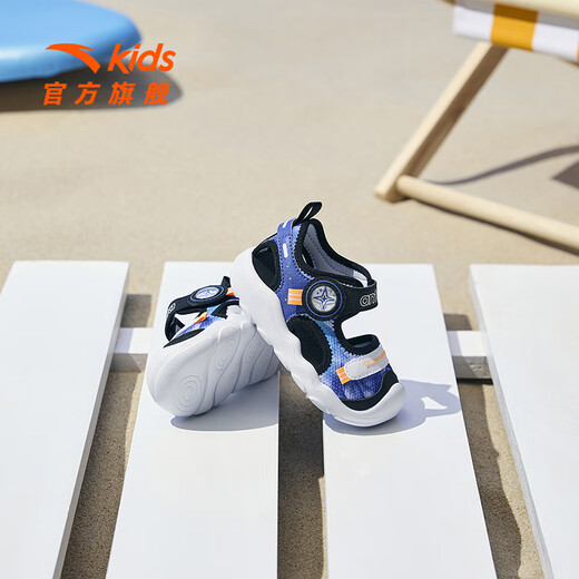 ANTA children's sandals for boys and girls, baby beach shoes, 2026 summer new Baotou breathable soft bottom baby frame shoes, Zhenglan/Anta white/black-4 baby boy 27