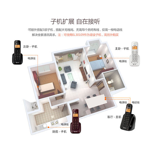 AT&T United States 31109 Chinese digital cordless base phone home business office wired landline telephone 31109 Chinese +1047-0 black one to one