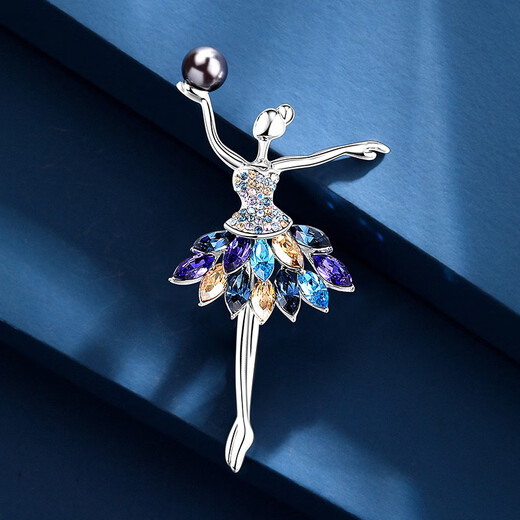 Camalon brand brooch, high-end women's light luxury brooch accessories, Korean style, fashion, cute little fairy, anti-exposure buckle, suit dress corsage, Christmas gift for girlfriend and wife, purple blue brooch + brand gift box