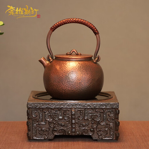 NAVSTIN Japanese copper kettle, handmade, pure copper kettle, retro beamed copper kettle, household kettle, teapot, household Yuanrong (roasted color)