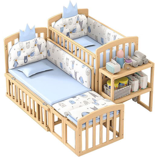 Stroller Hope crib multi-functional baby bed solid wood paint-free rocker newborn removable children's bed + five-piece set inner diameter 114*61cm