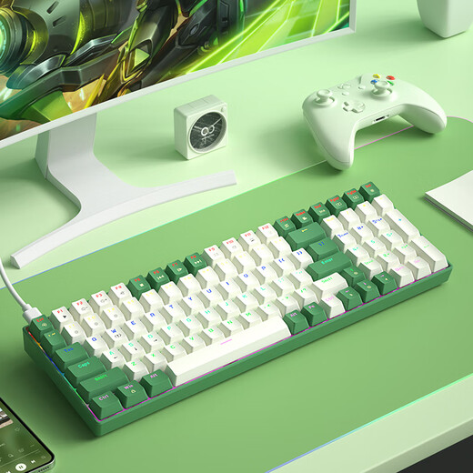 B.O.W Hangshi G100 wired mechanical keyboard, customized hot-swappable mechanical keyboard for e-sports games, mixed color backlit keyboard for office and home use, white, green and red switches