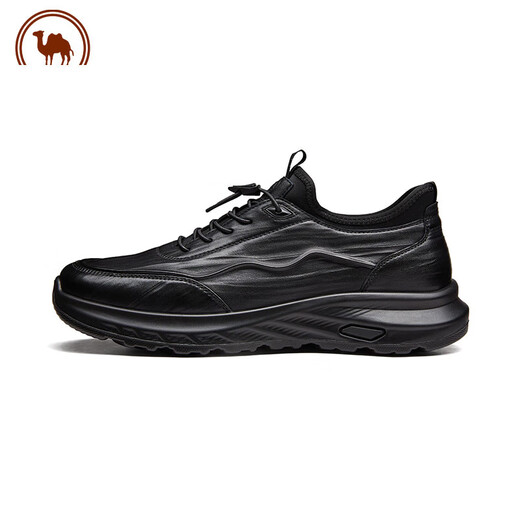 Camel cowhide men's leather shoes business sports casual wear-resistant versatile thick sole P14A211626 black 40